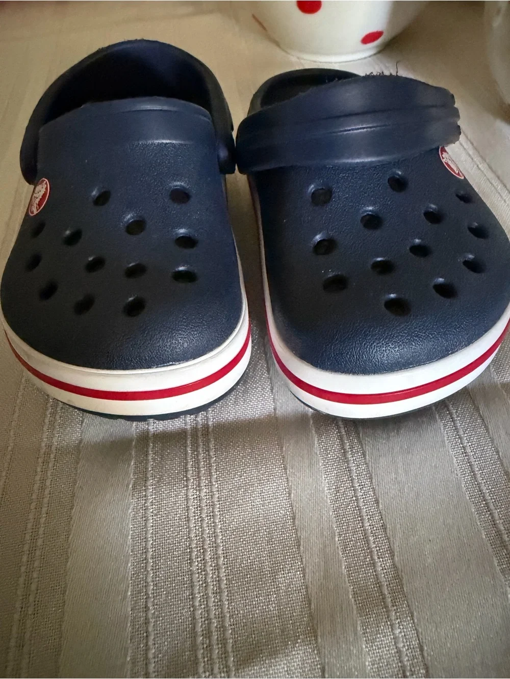 Crocs Kids' Classic Clog in Navy Red Stripes Size 5